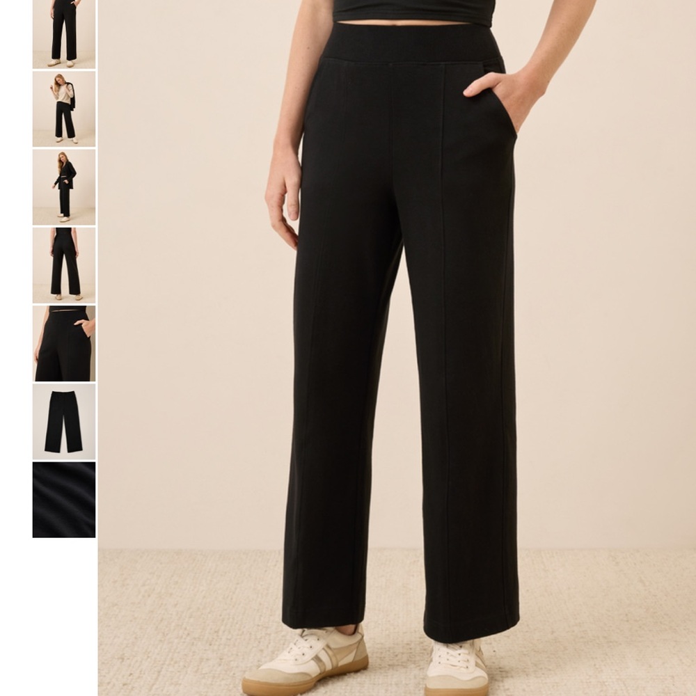 Pact Airplane Pintuck Wide Leg Pant Black 100% Organic Cotton Flat Front XL